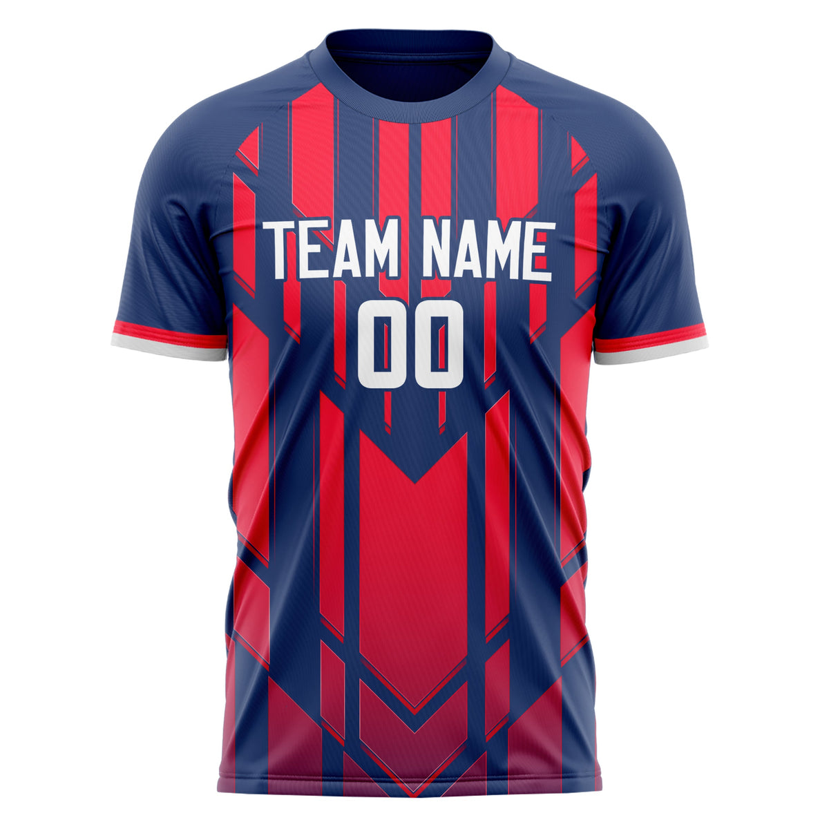 Custom Navy Red Pattern Soccer Jersey