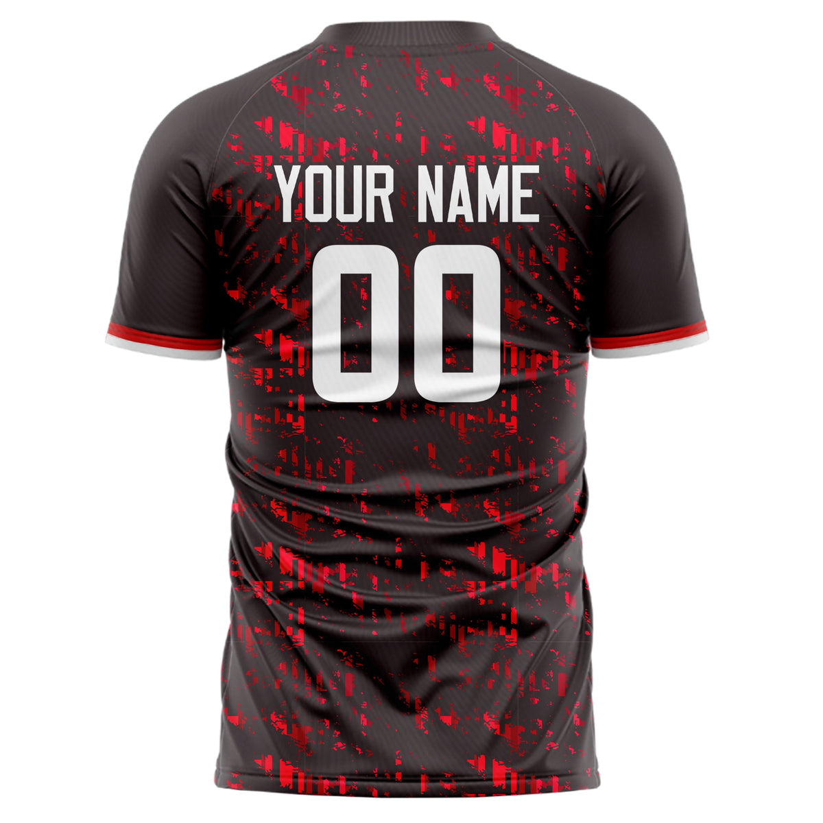 Custom Black Red Pattern Soccer Jersey