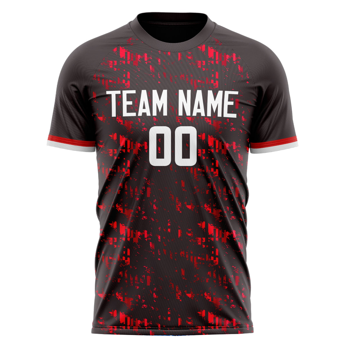 Custom Black Red Pattern Soccer Jersey