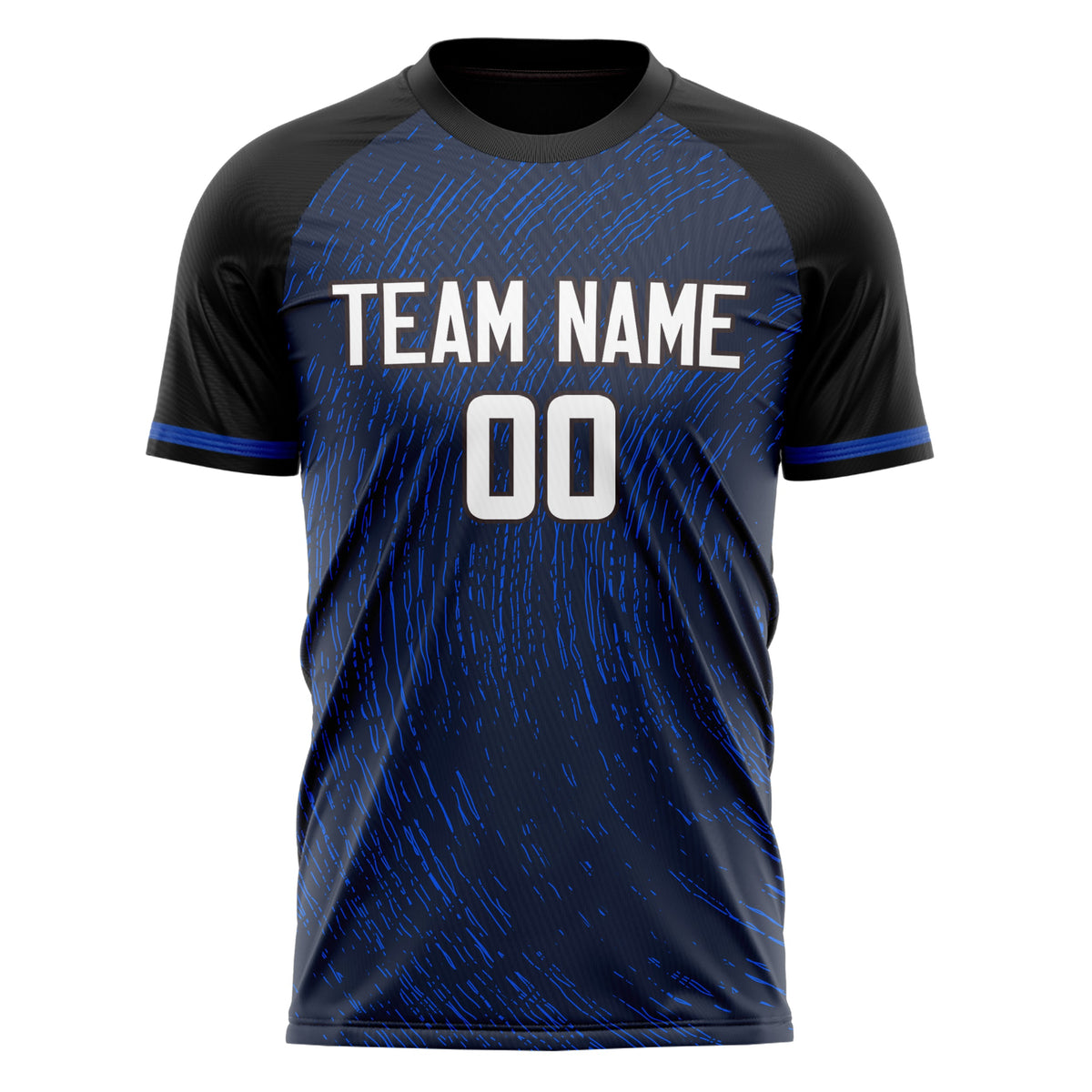 Custom Navy Black Pattern Soccer Jersey