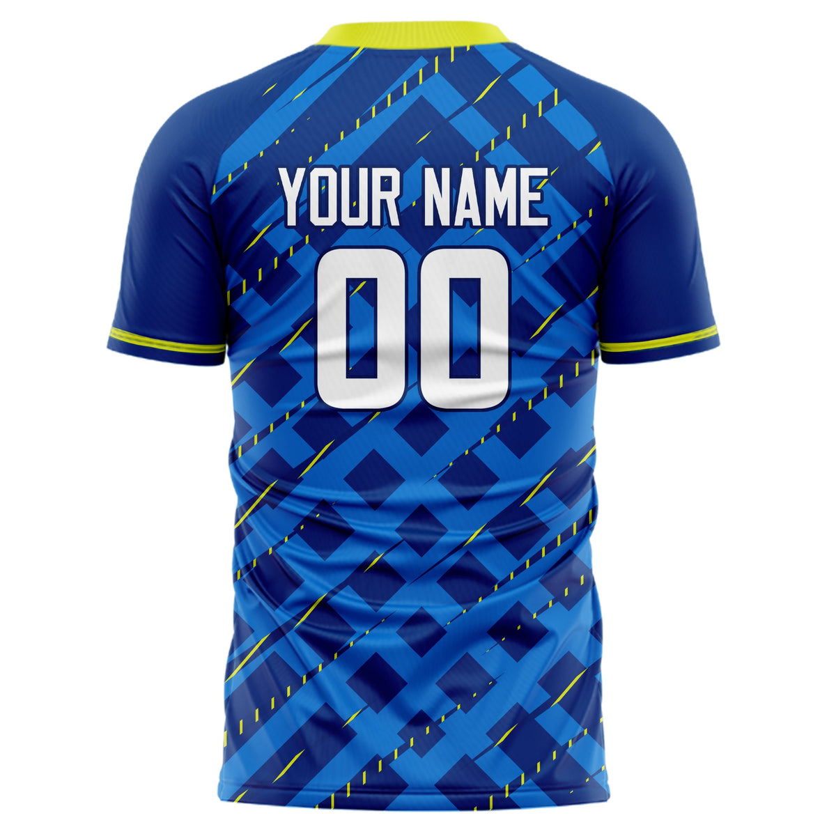 Custom Royal White Pattern Soccer Jersey