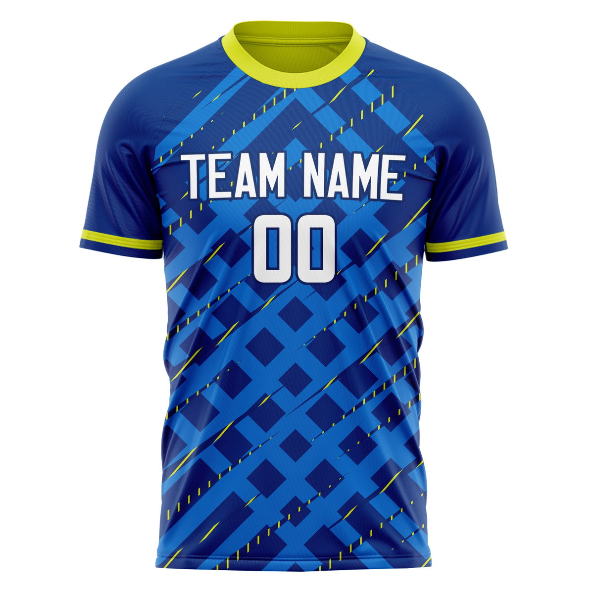 Custom Royal White Pattern Soccer Jersey