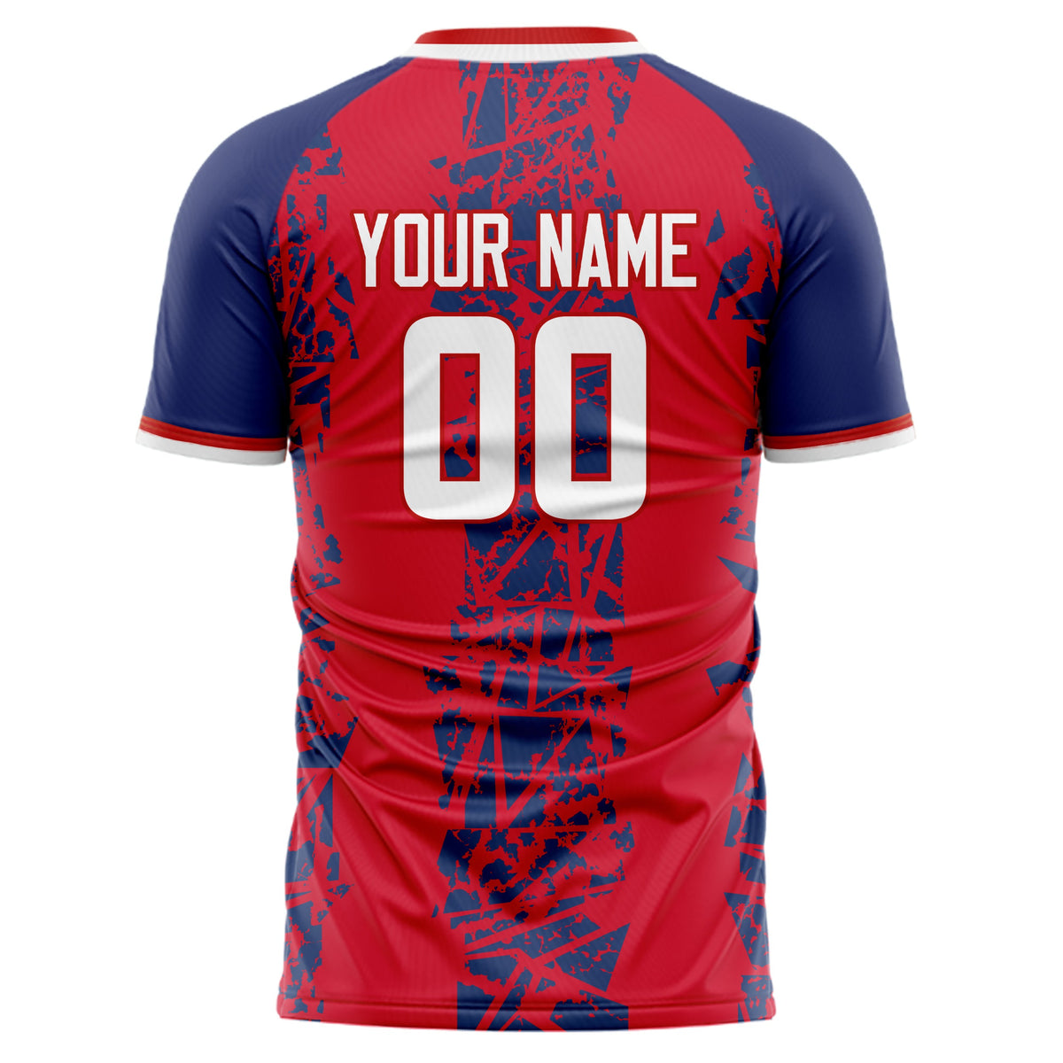 Custom Red Navy Pattern Soccer Jersey