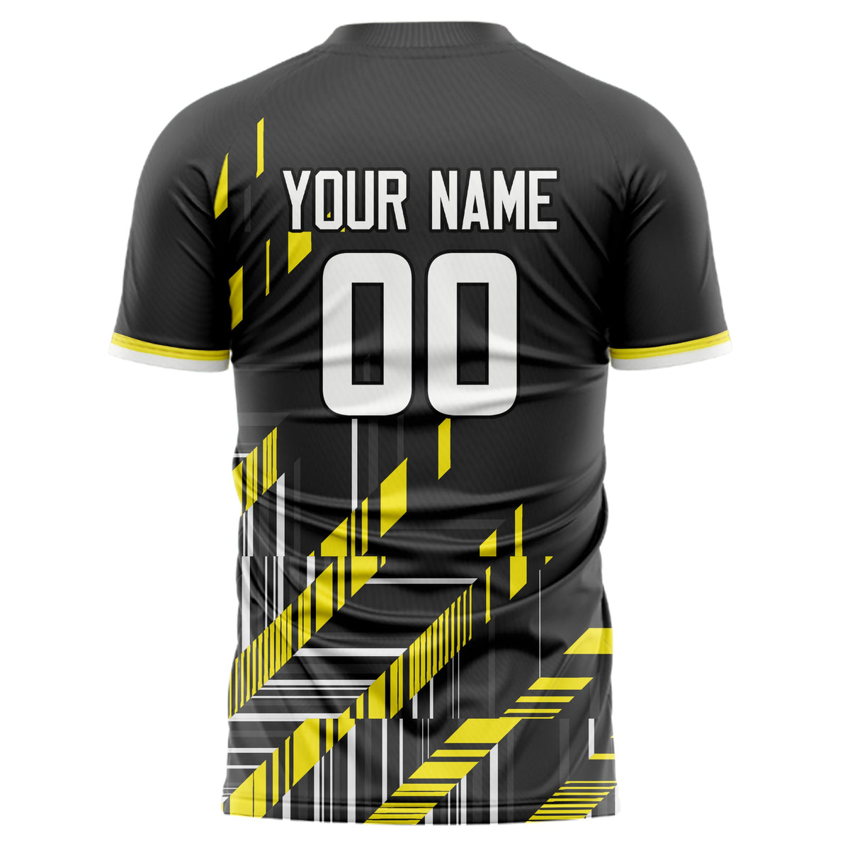 Custom Black Gold Pattern Soccer Jersey