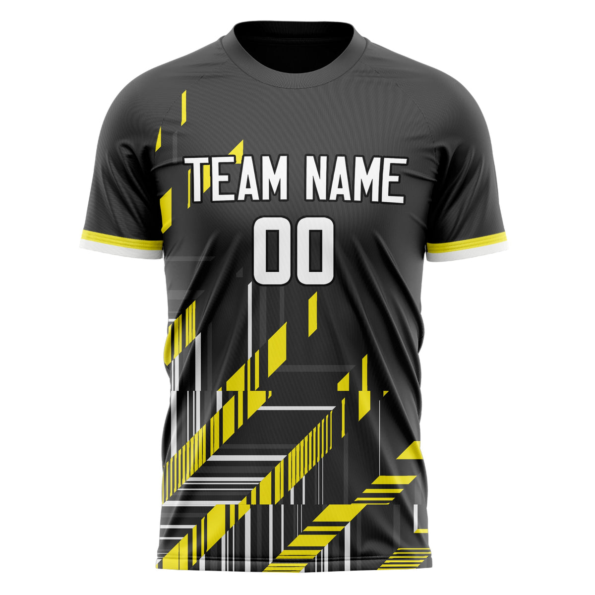 Custom Black Gold Pattern Soccer Jersey