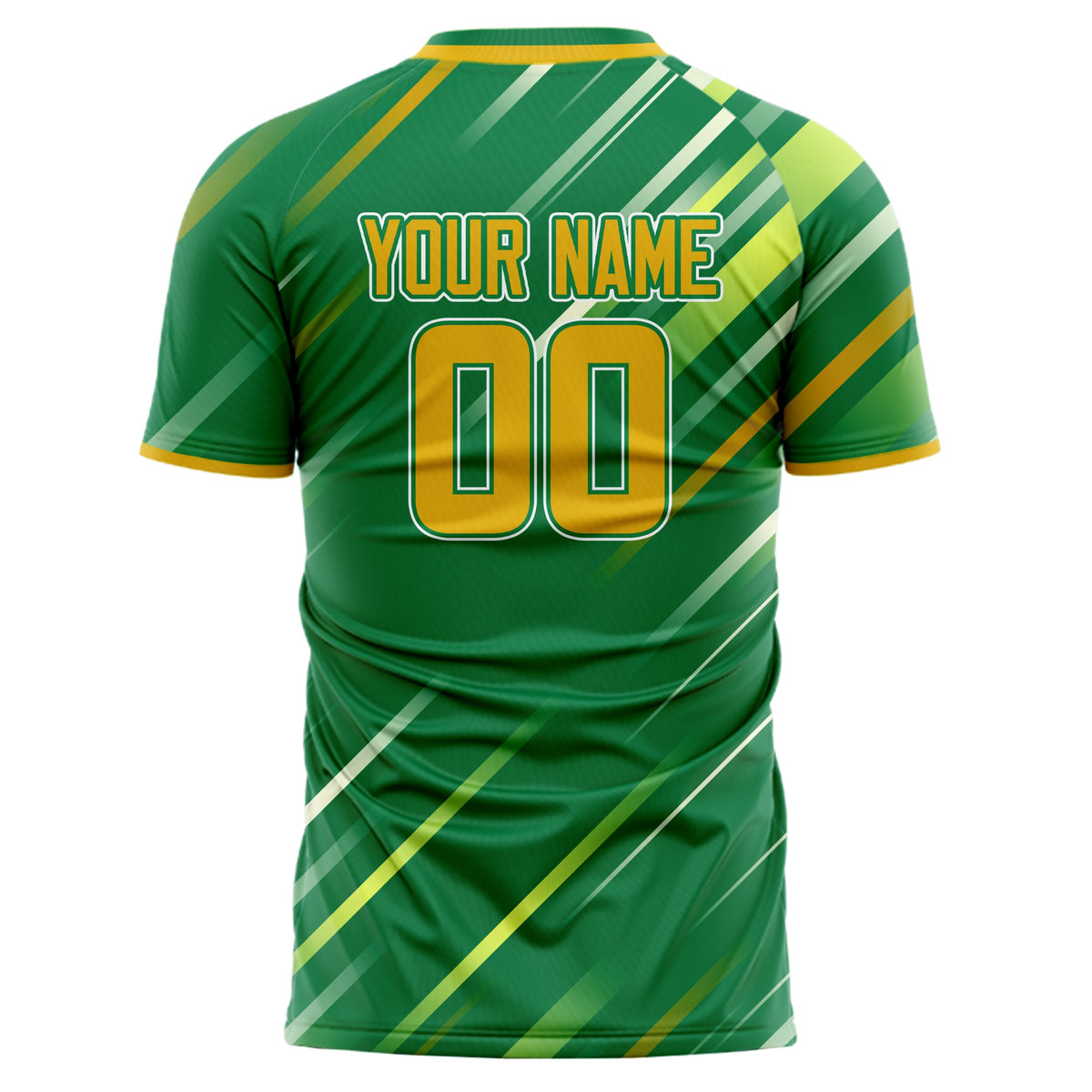 Custom Kelly Green Gold Pattern Soccer Jersey