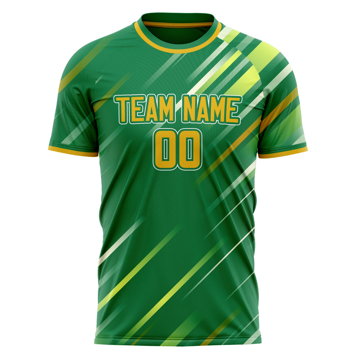 Custom Kelly Green Gold Pattern Soccer Jersey