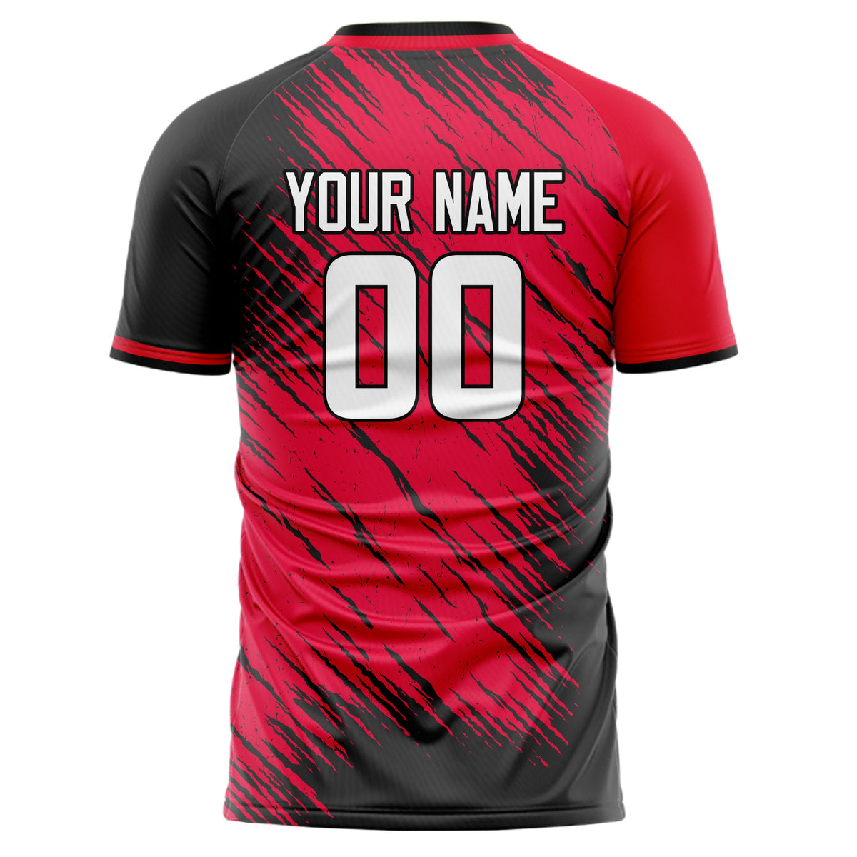 Custom Red Black Pattern Soccer Jersey