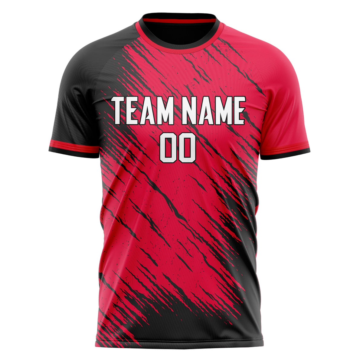 Custom Red Black Pattern Soccer Jersey