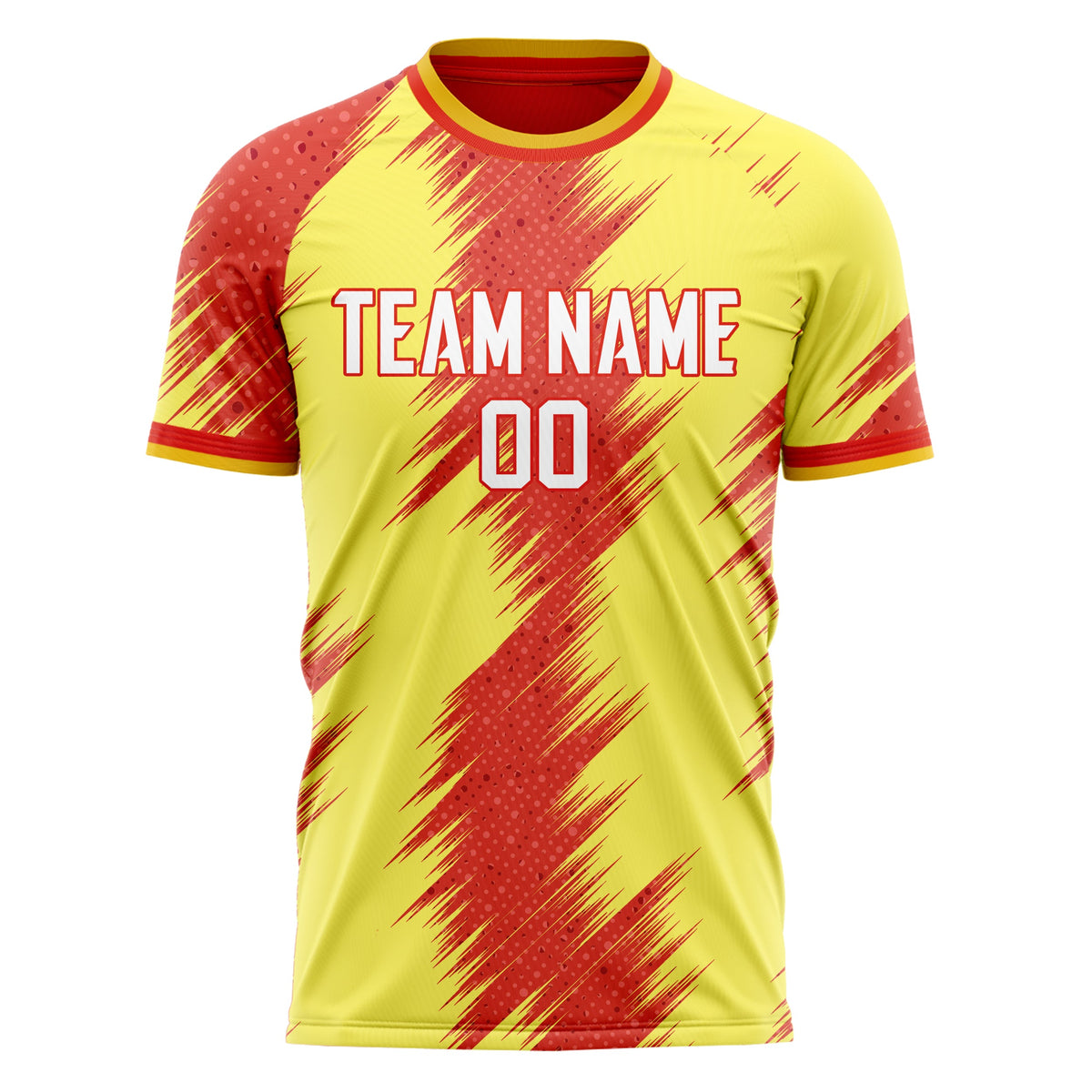 Custom Yellow Red Pattern Soccer Jersey