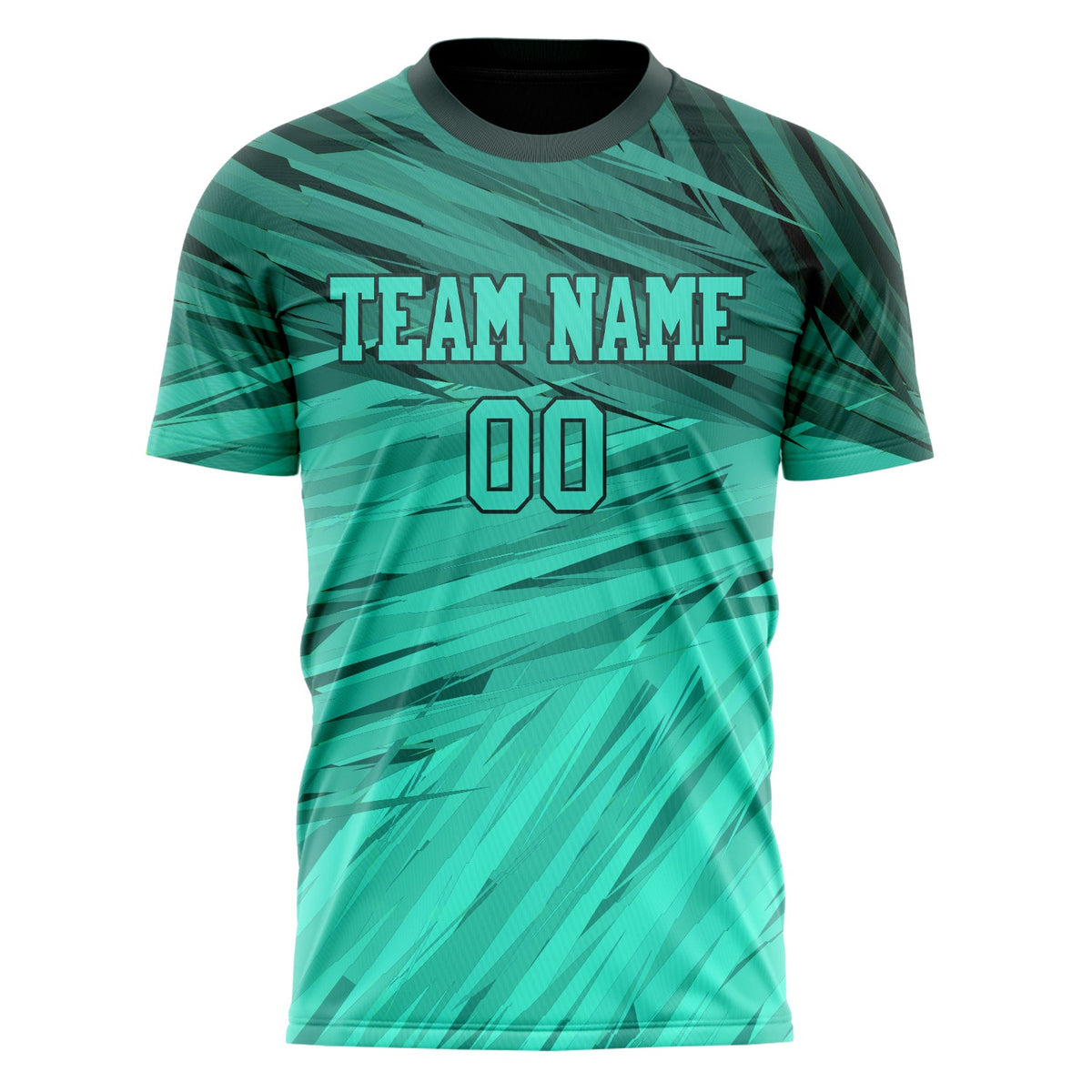 Custom Teal Black Pattern Soccer Jersey