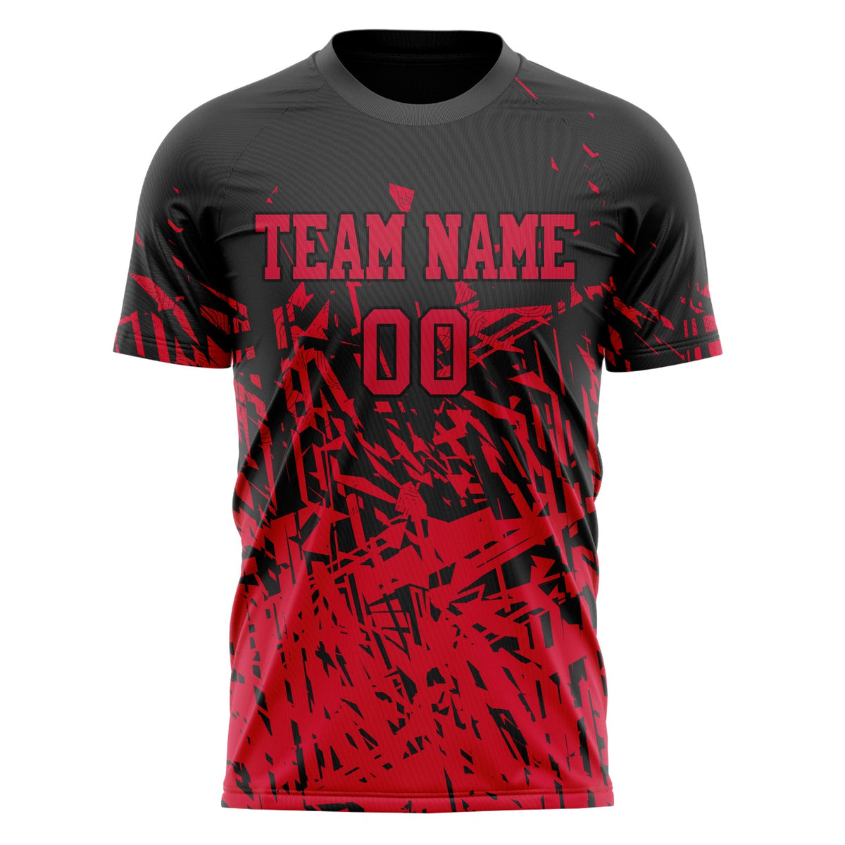 Custom Red Black Pattern Soccer Jersey