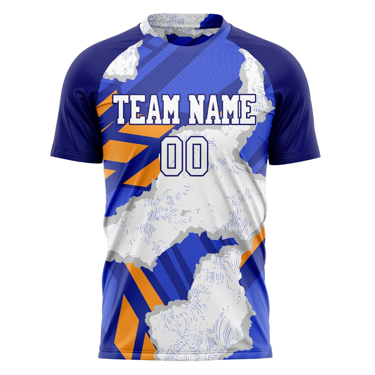 Custom White Blue Pattern Soccer Jersey