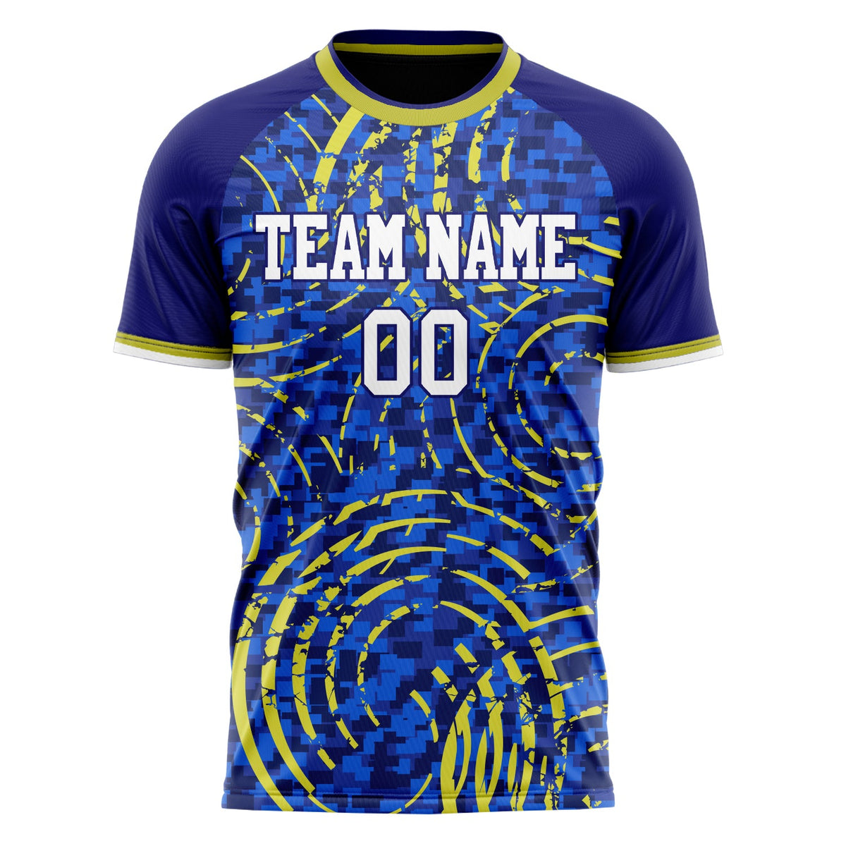 Custom Royal Yellow Pattern Soccer Jersey