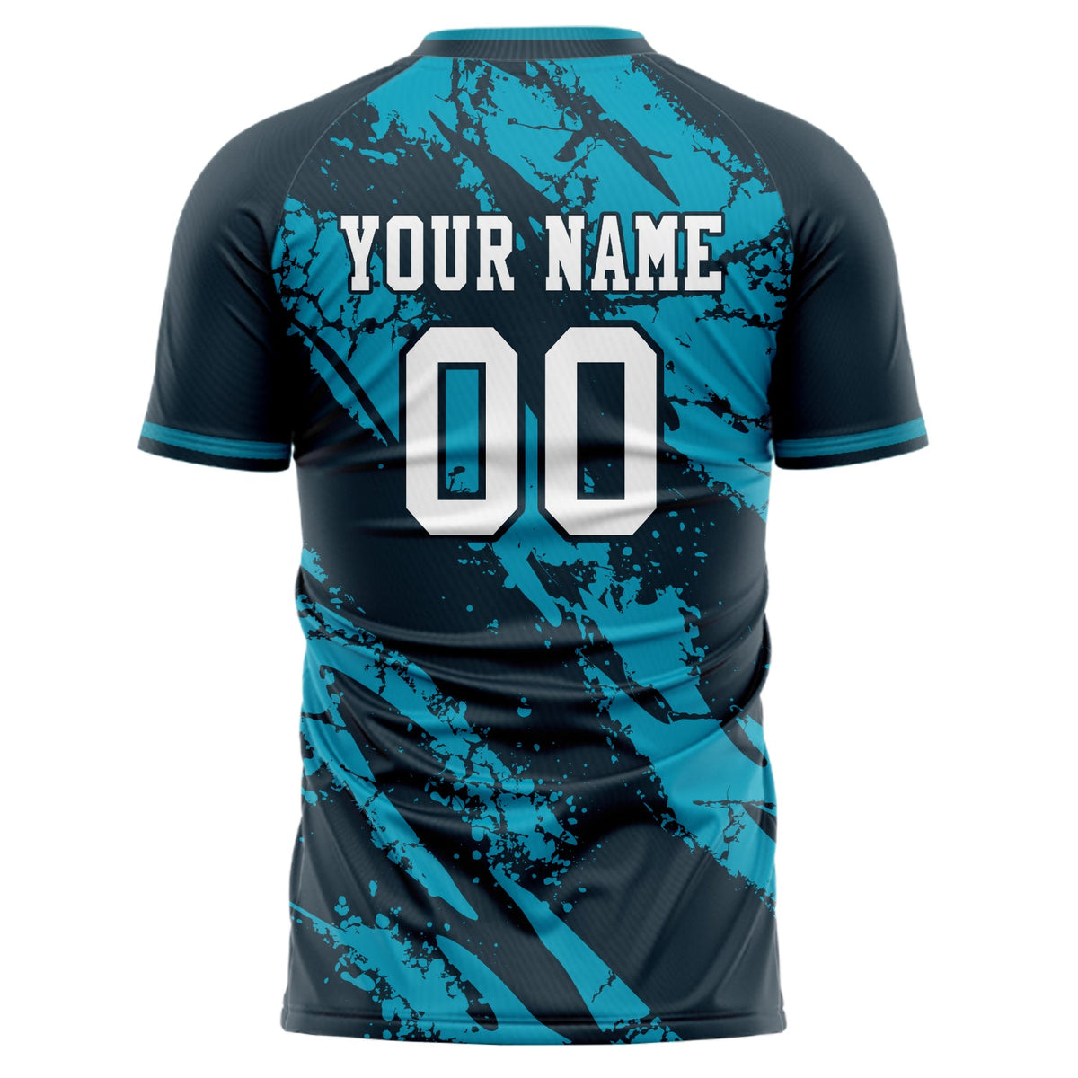 Custom Black Teal Pattern Soccer Jersey