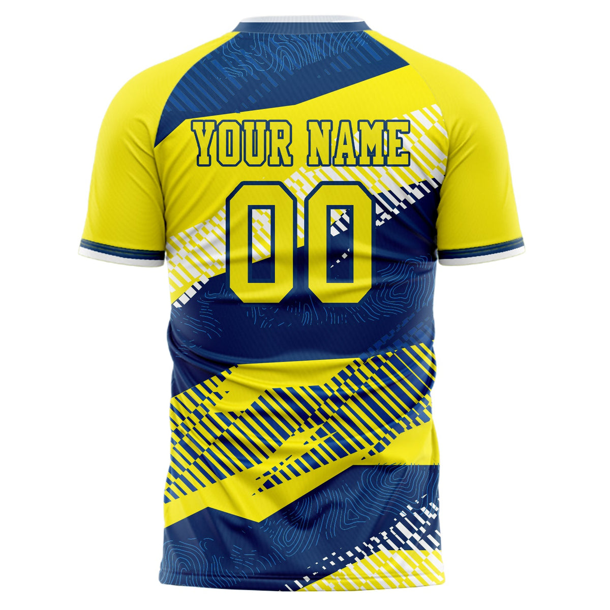 Custom Yellow Navy Pattern Soccer Jersey