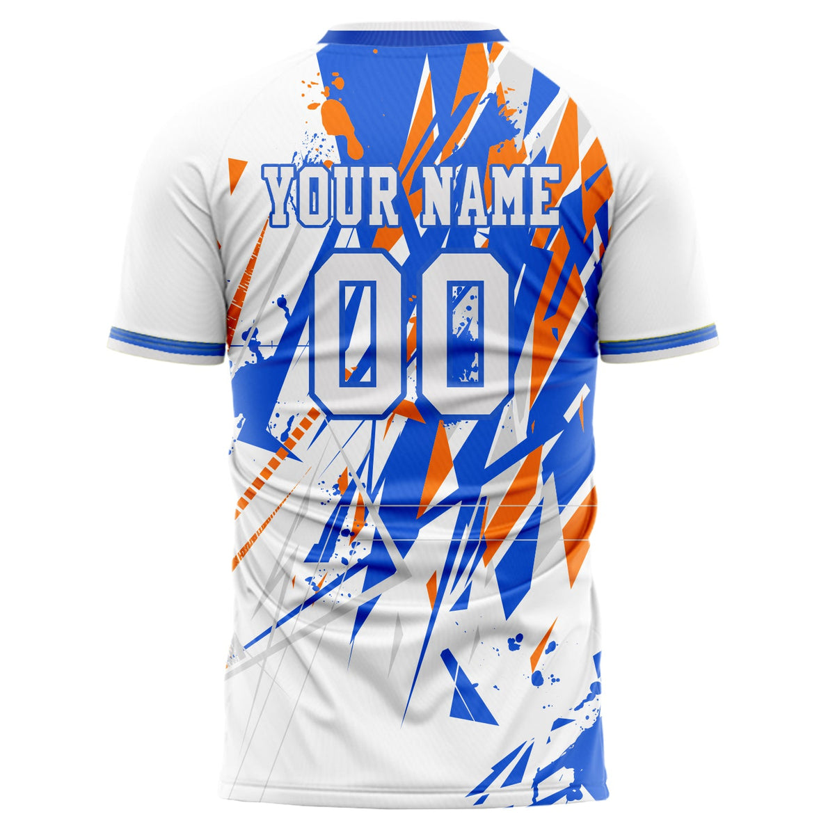 Custom White Blue Pattern Soccer Jersey