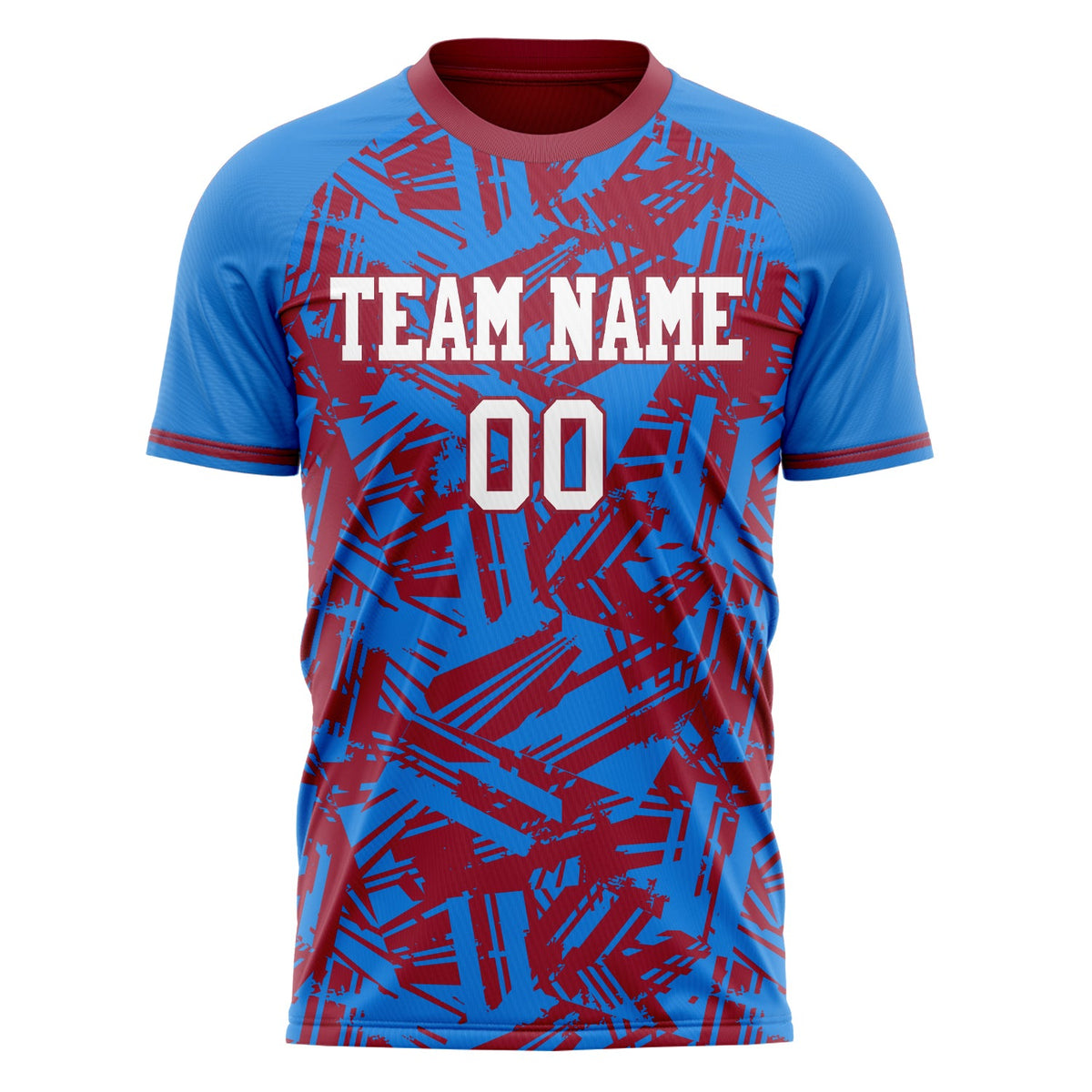 Custom Blue Red Pattern Soccer Jersey