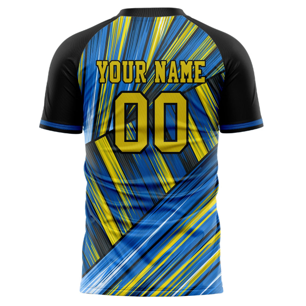 Custom Gold Blue Pattern Soccer Jersey