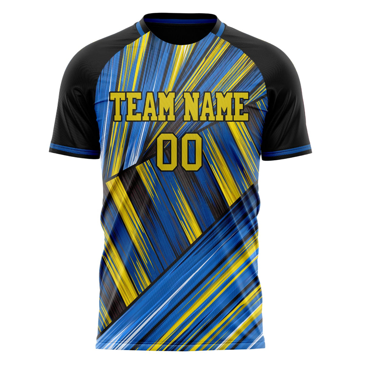 Custom Gold Blue Pattern Soccer Jersey