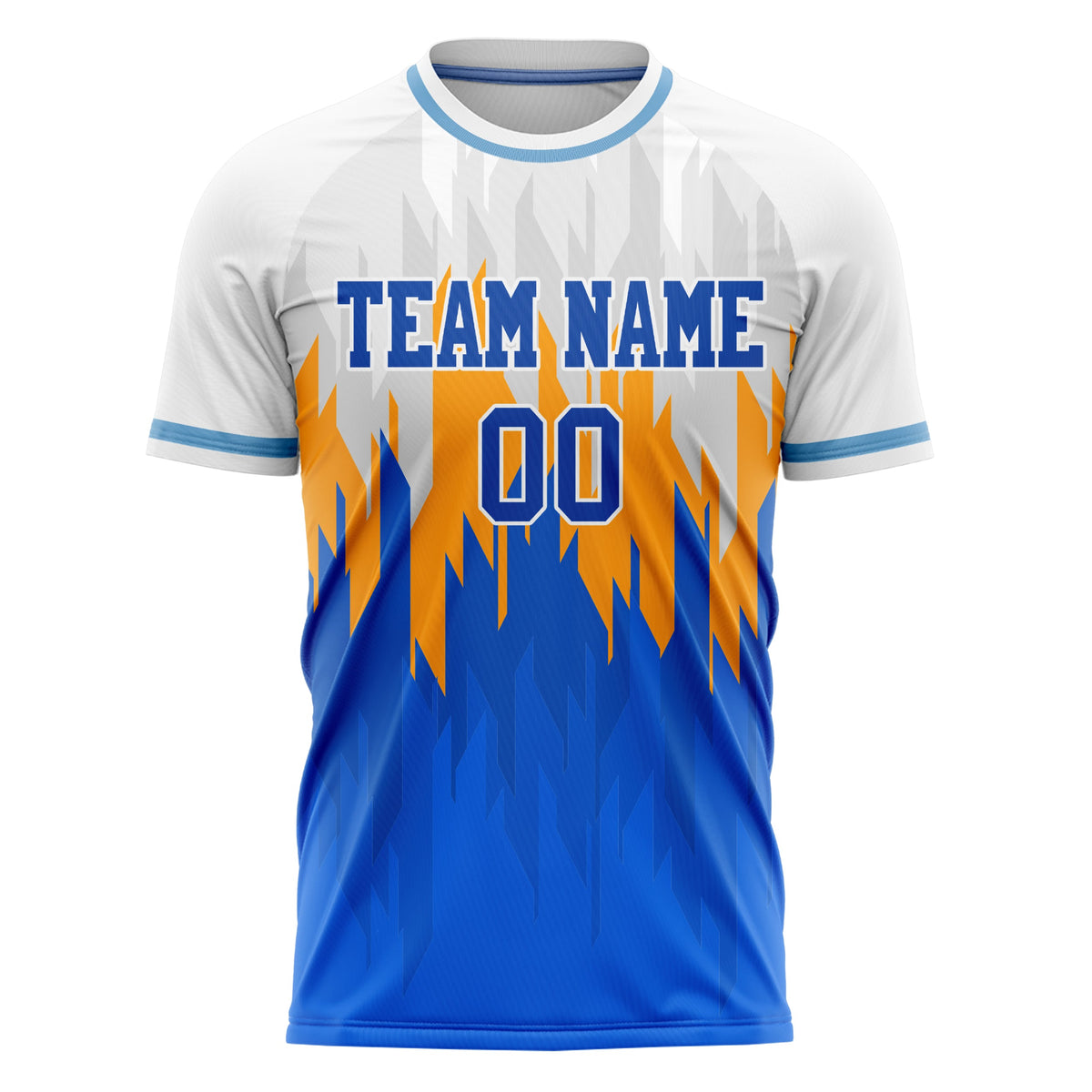 Custom White Blue Pattern Soccer Jersey