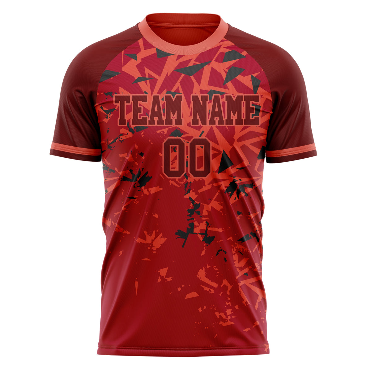 Custom Red Black Pattern Soccer Jersey