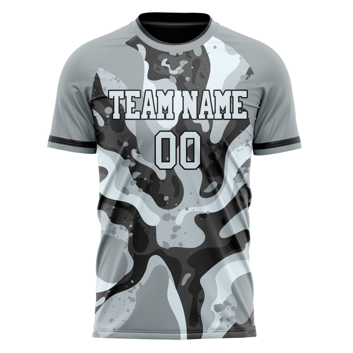 Custom Gray Black Pattern Soccer Jersey