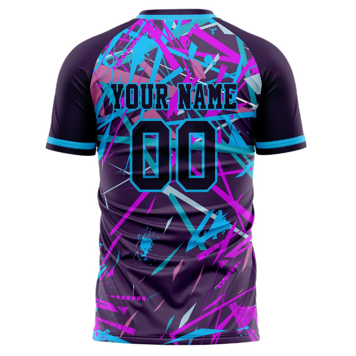 Custom Purple Light Blue Pattern Soccer Jersey