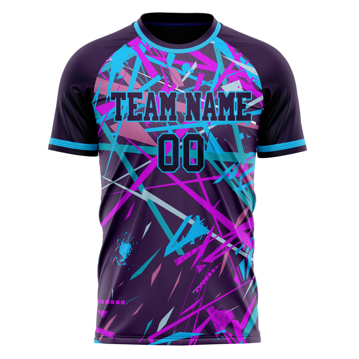 Custom Purple Light Blue Pattern Soccer Jersey