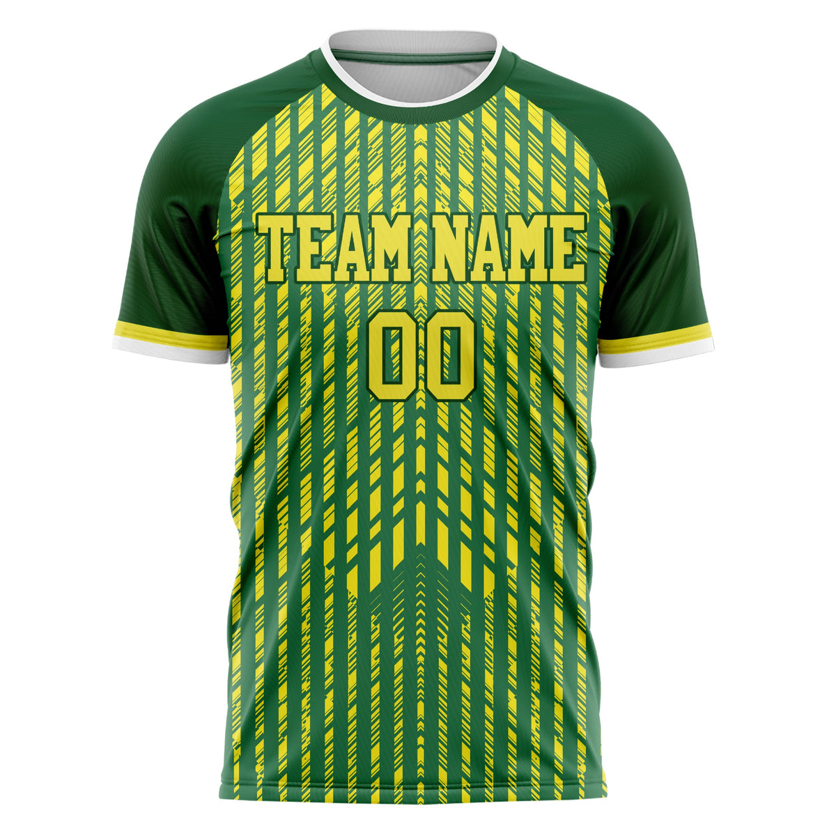 Custom Kelly Green Yellow Pattern Soccer Jersey