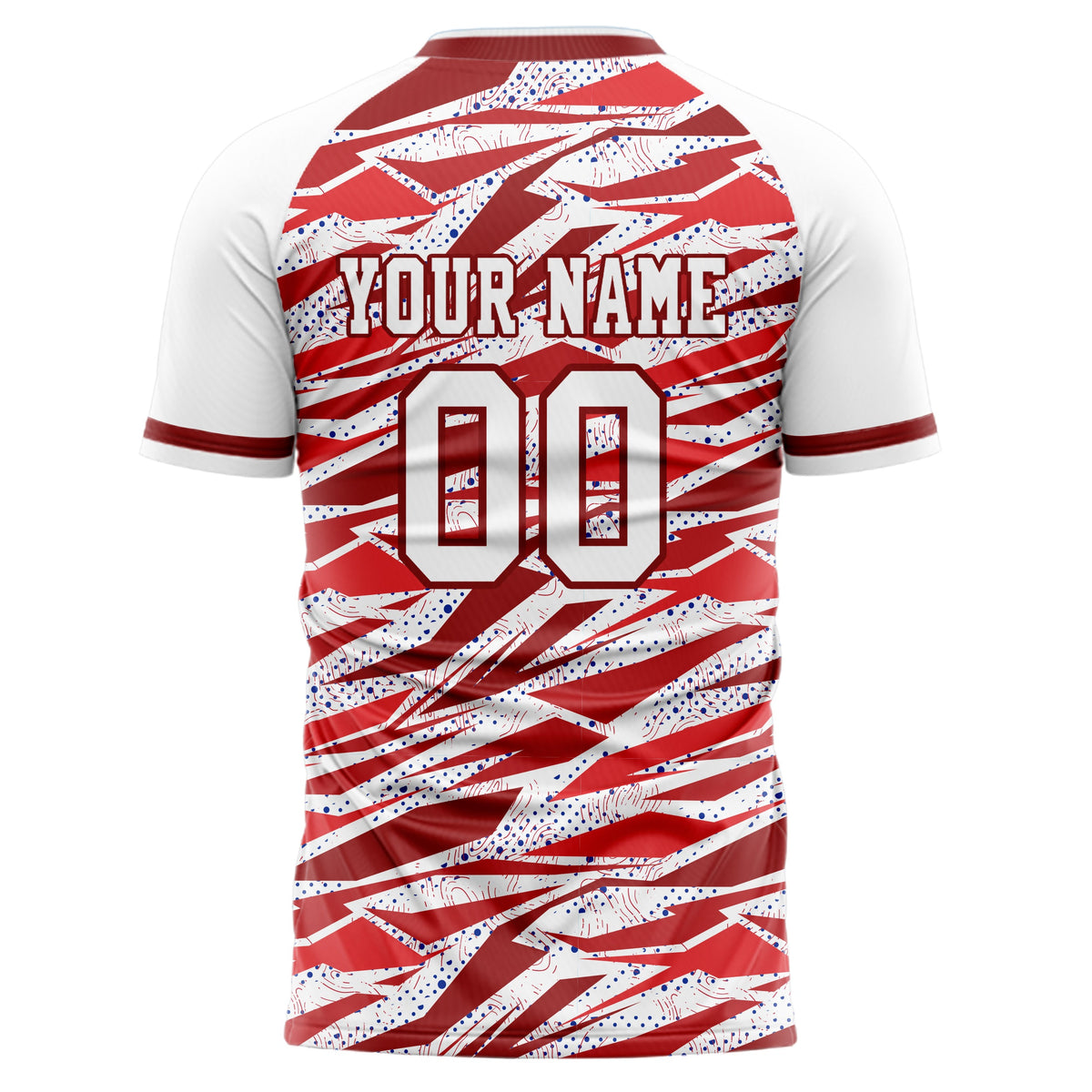 Custom White Red Pattern Soccer Jersey