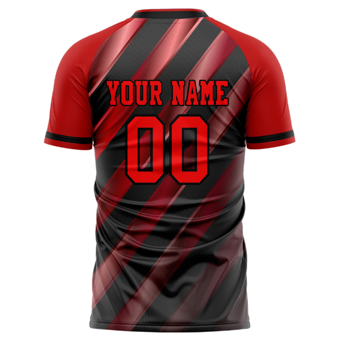 Custom Black Red Pattern Soccer Jersey