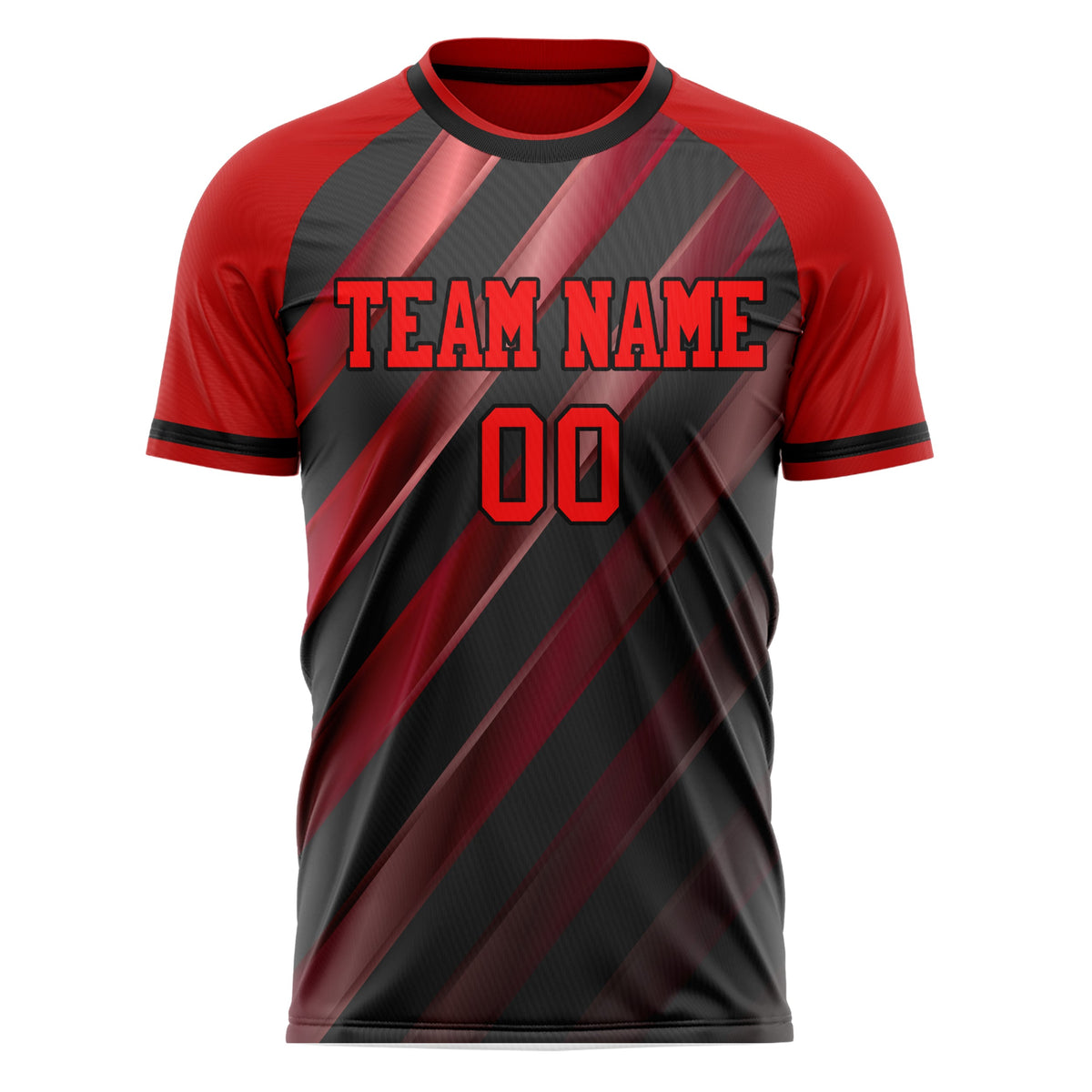 Custom Black Red Pattern Soccer Jersey