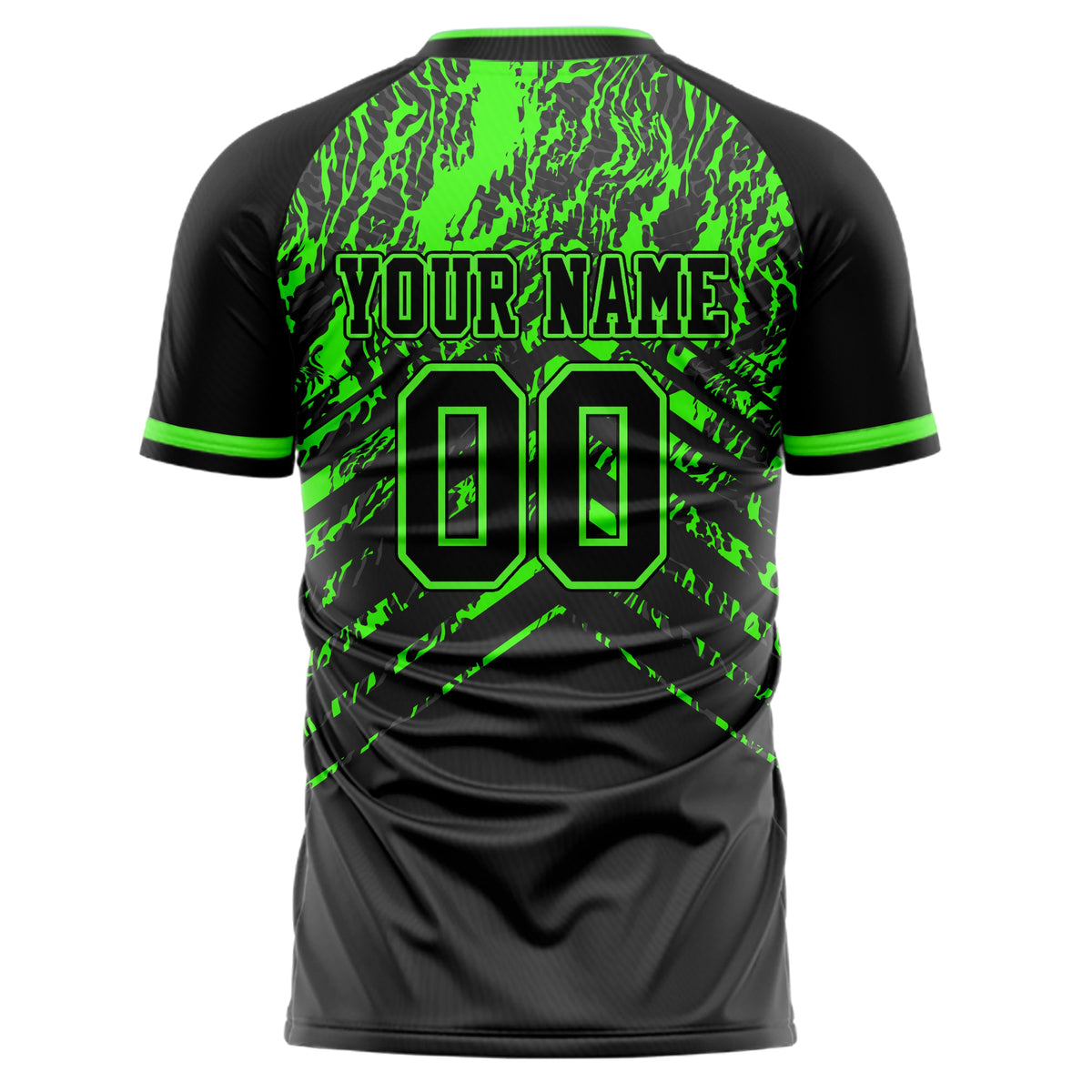 Custom Black Neon Green Pattern Soccer Jersey