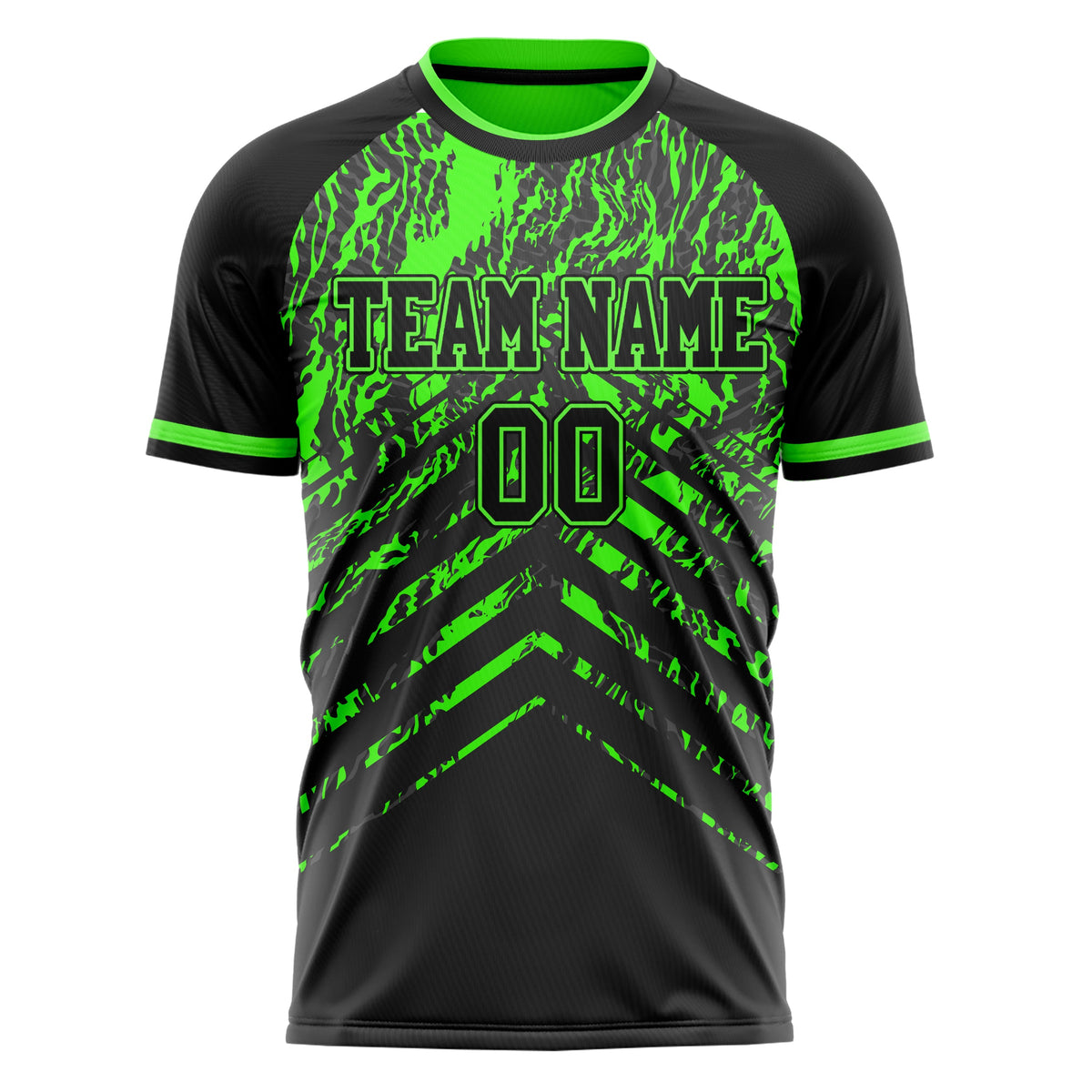 Custom Black Neon Green Pattern Soccer Jersey