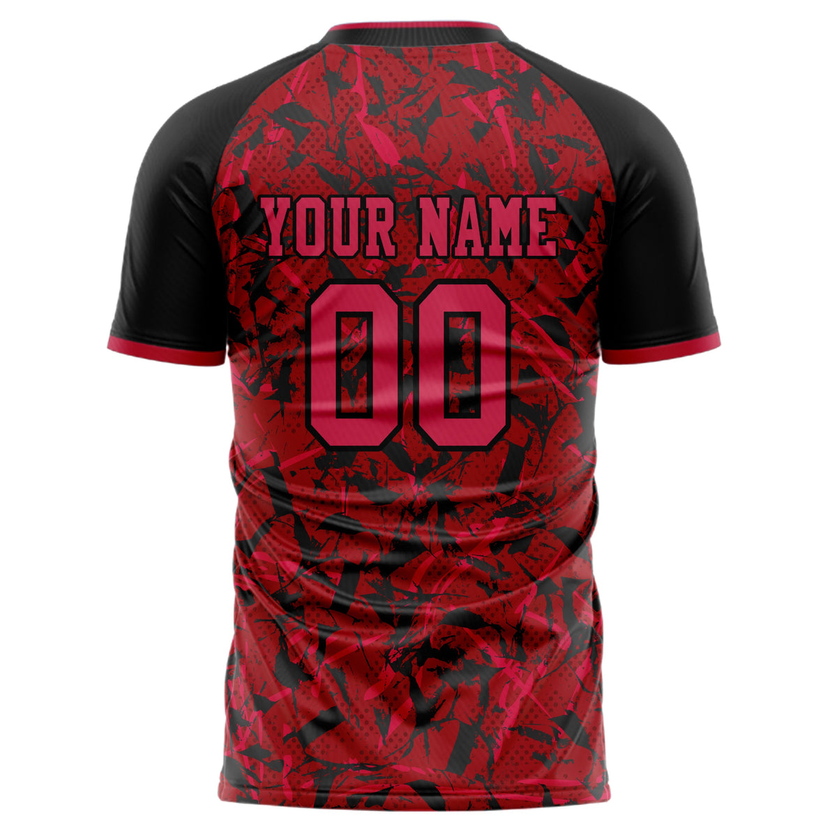 Custom Red Black Pattern Soccer Jersey