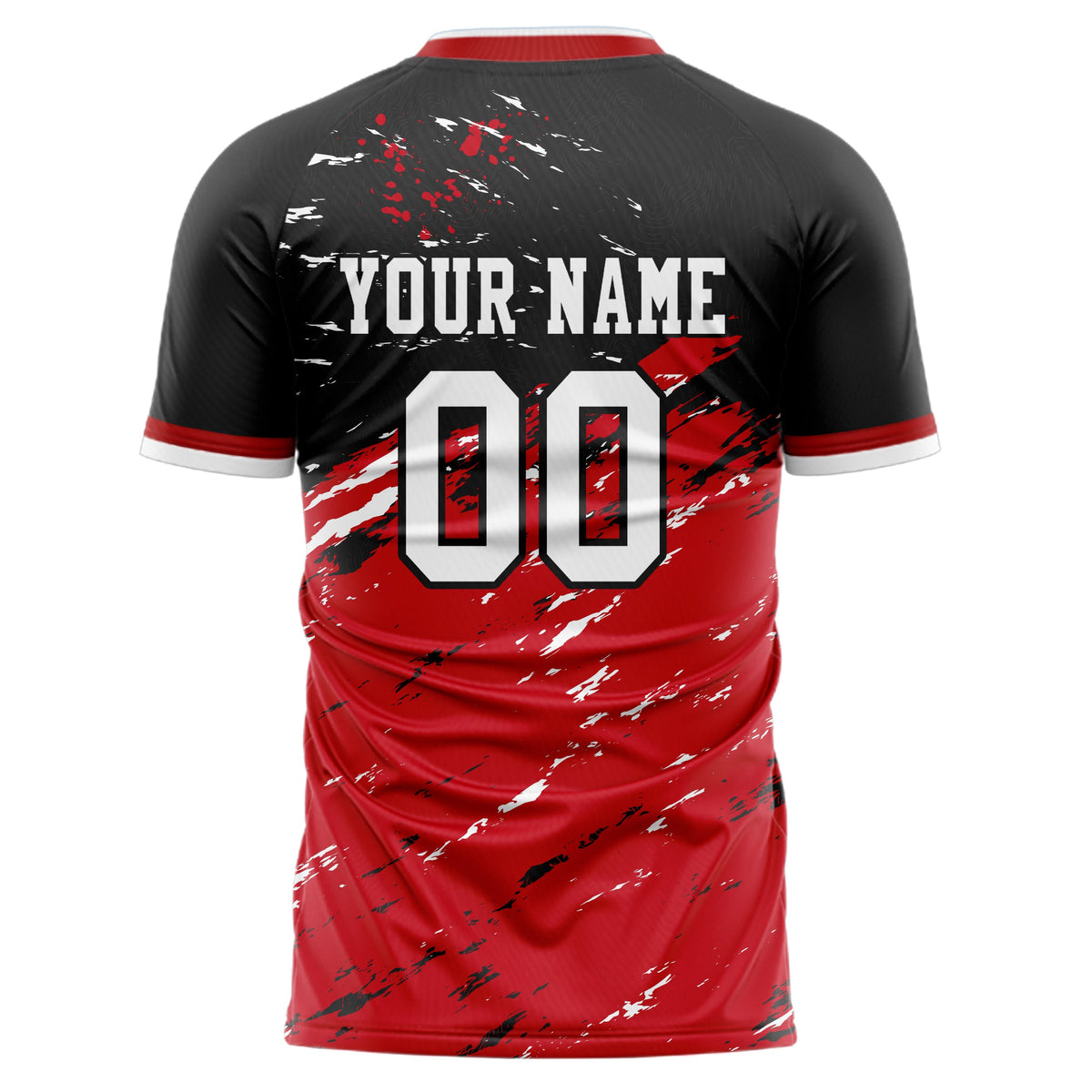 Custom Red Black Pattern Soccer Jersey