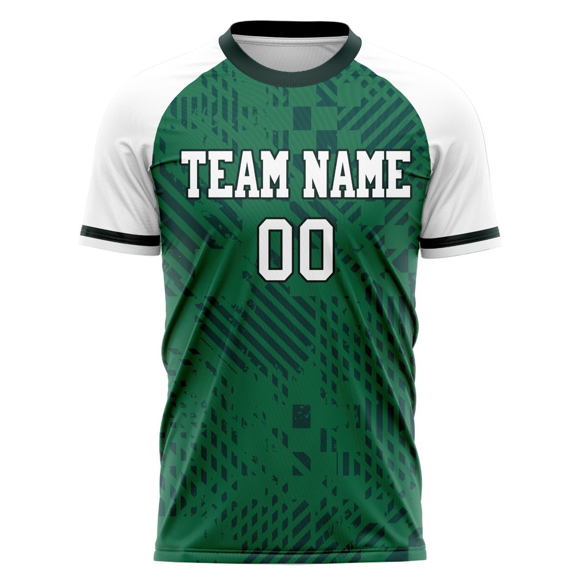 Custom Kelly Green White Pattern Soccer Jersey