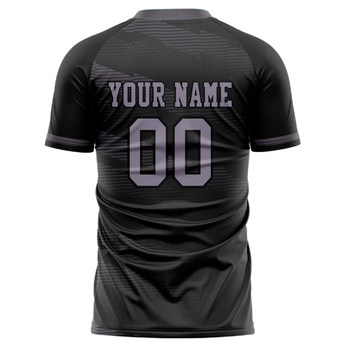 Custom Black Purple Pattern Soccer Jersey