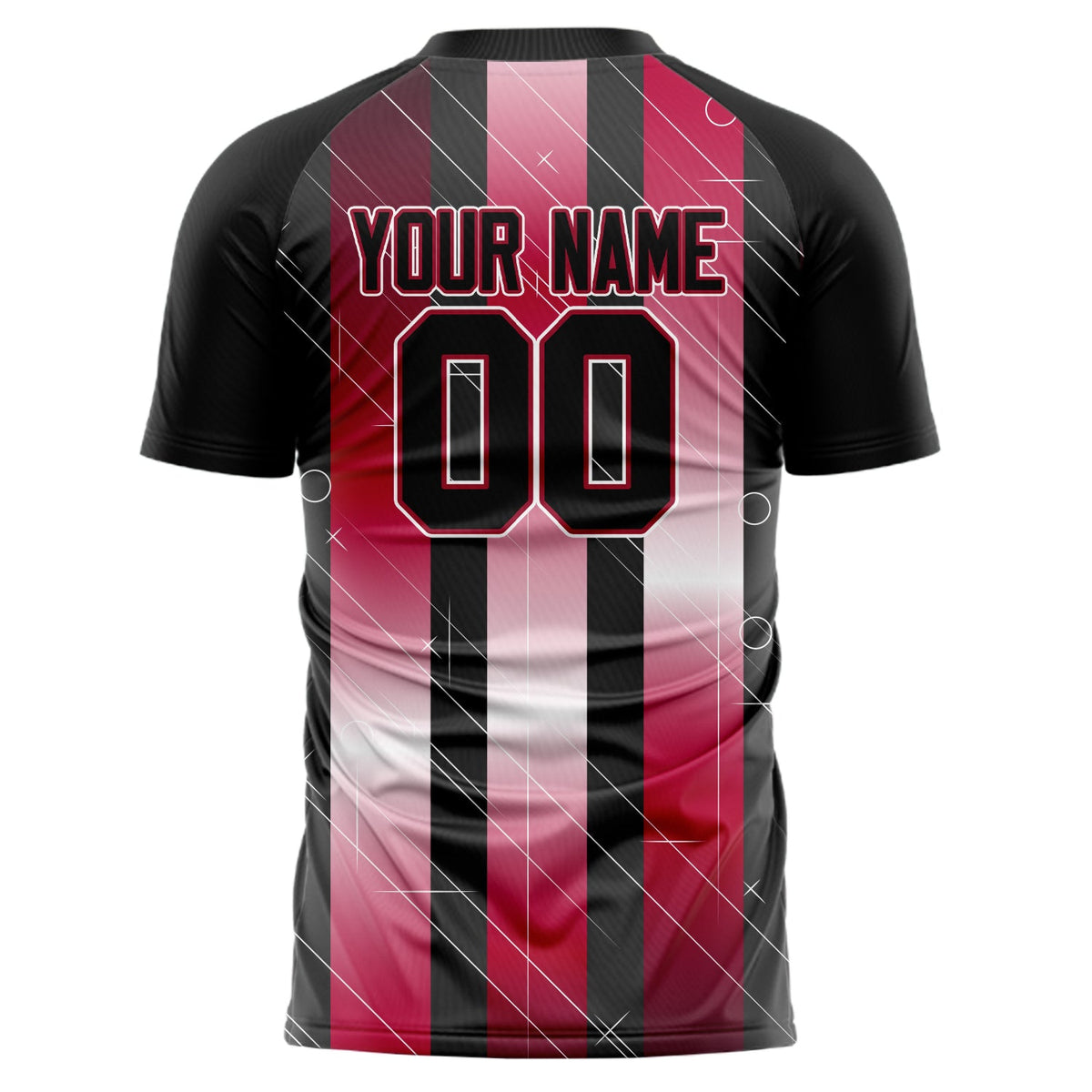 Custom Black Red Pattern Soccer Jersey