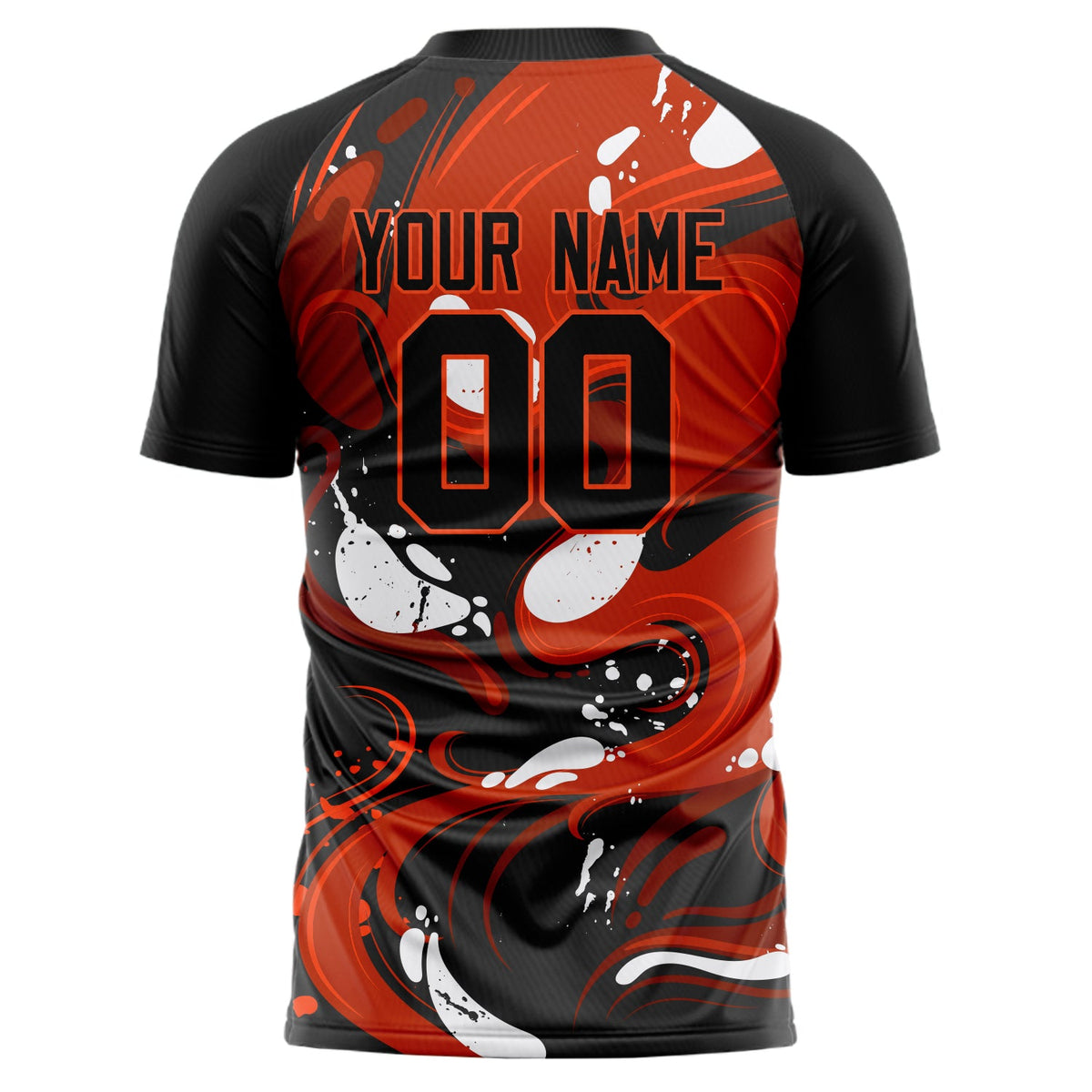 Custom Black Red Pattern Soccer Jersey