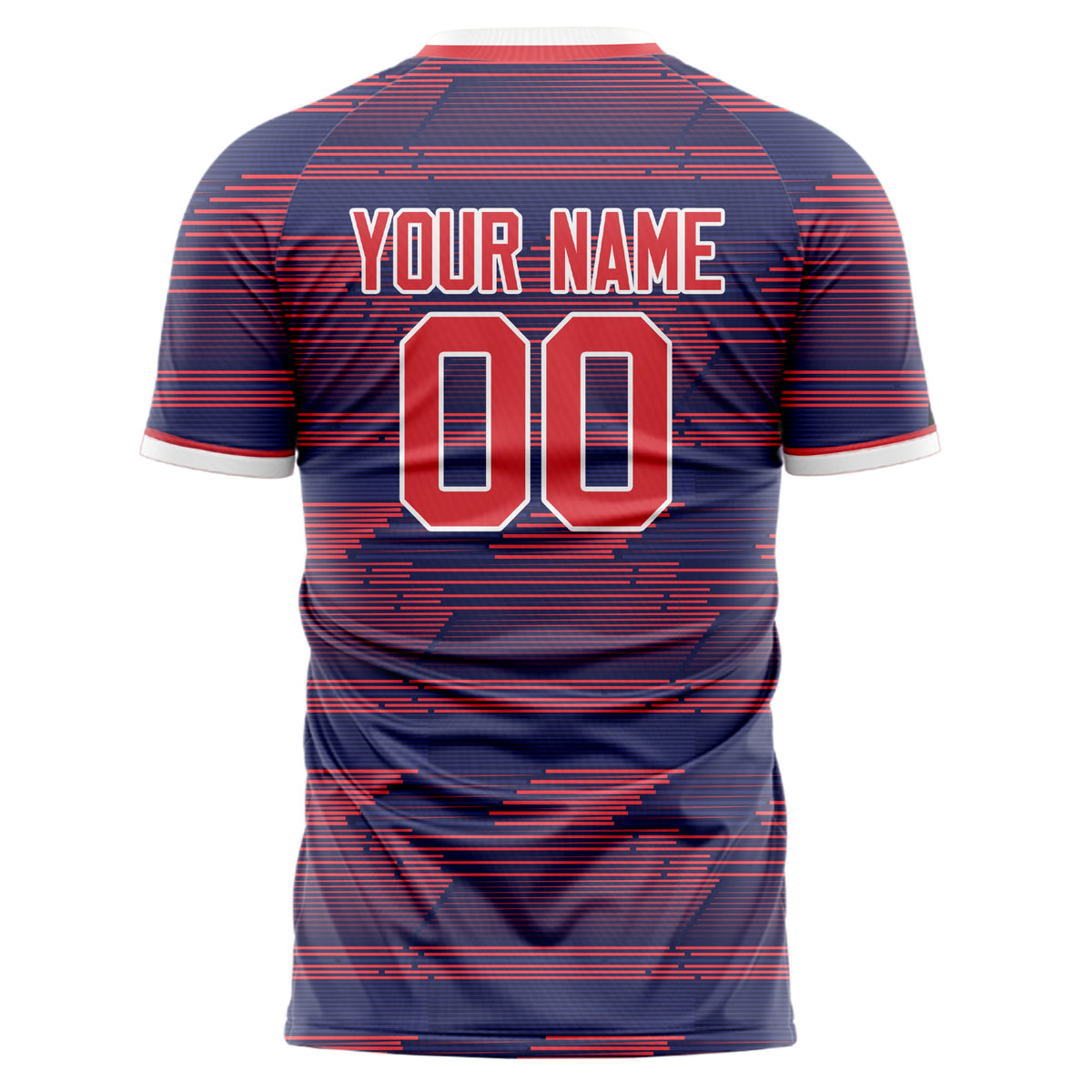 Custom Navy Red Pattern Soccer Jersey