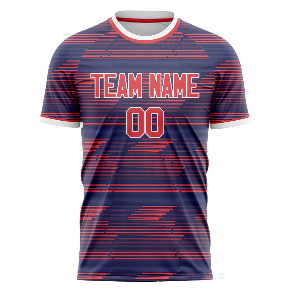 Custom Navy Red Pattern Soccer Jersey