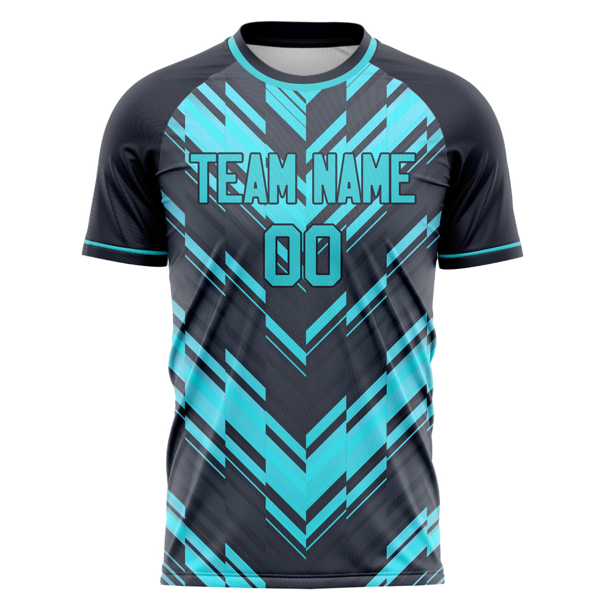 Custom Black Teal Pattern Soccer Jersey