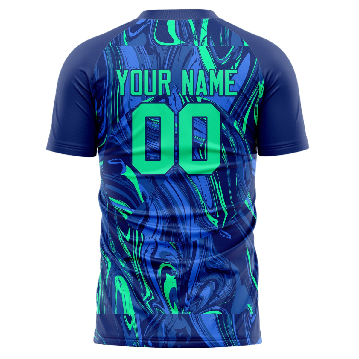 Custom Navy Teal Pattern Soccer Jersey