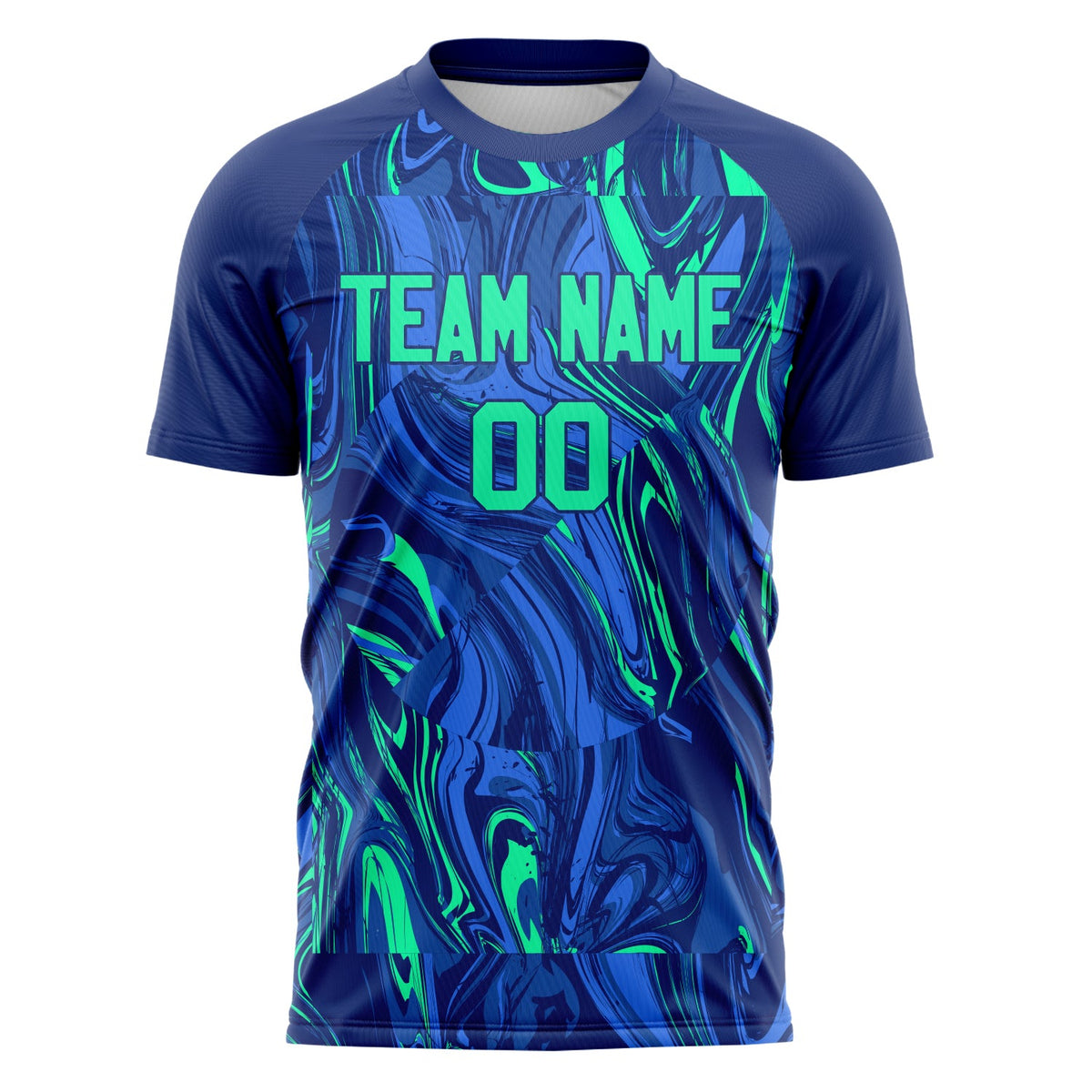 Custom Navy Teal Pattern Soccer Jersey