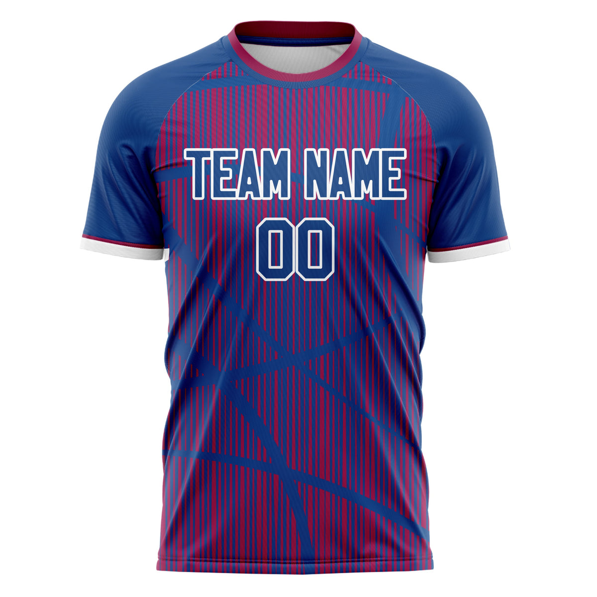 Custom Navy Red Pattern Soccer Jersey