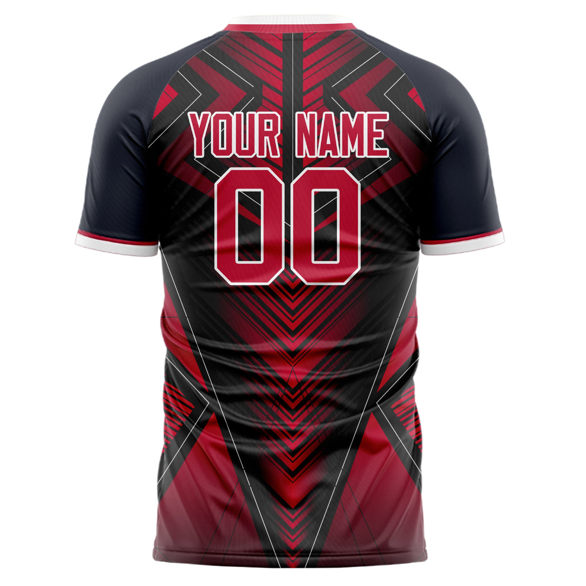 Custom Black Red Pattern Soccer Jersey