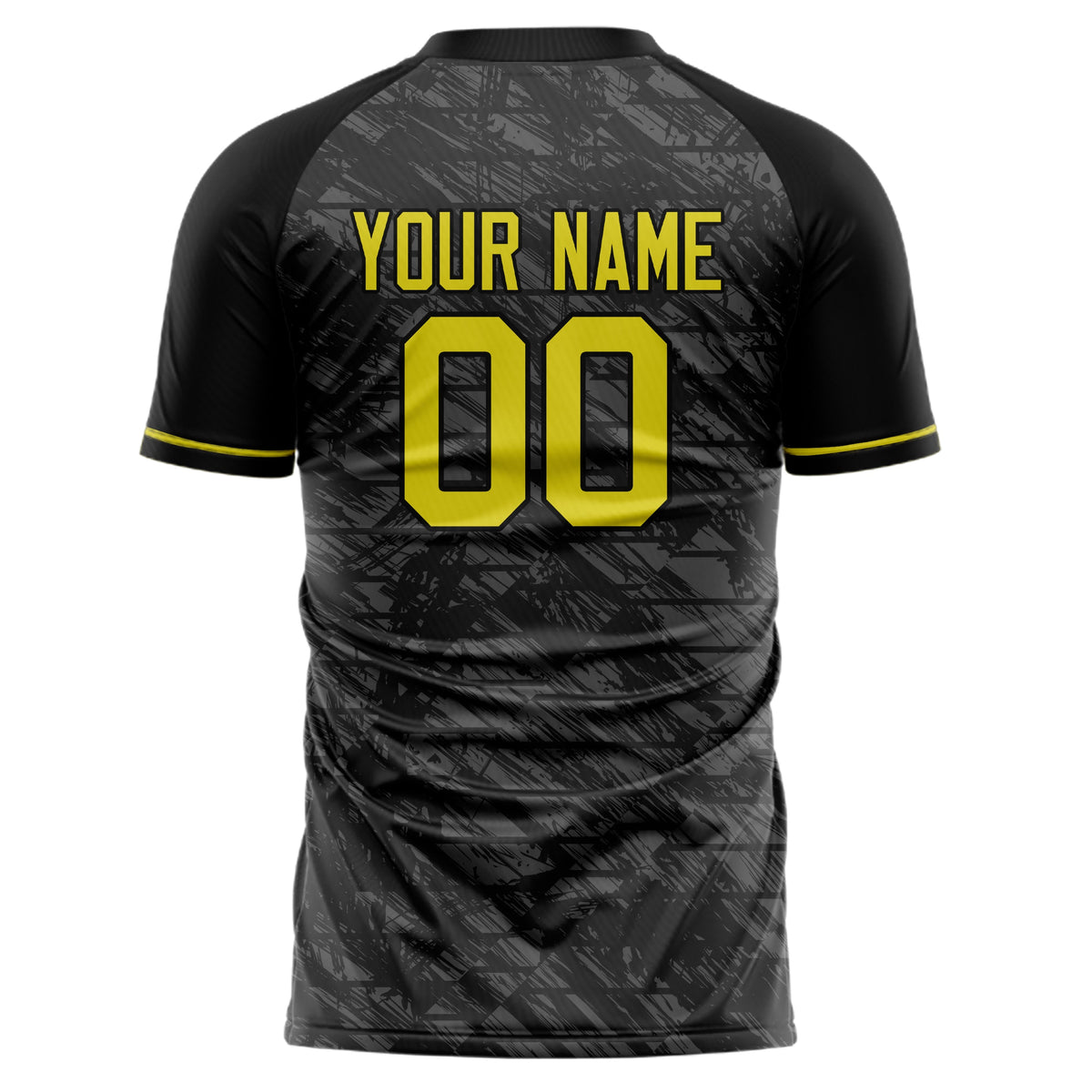 Custom Black Gold Pattern Soccer Jersey