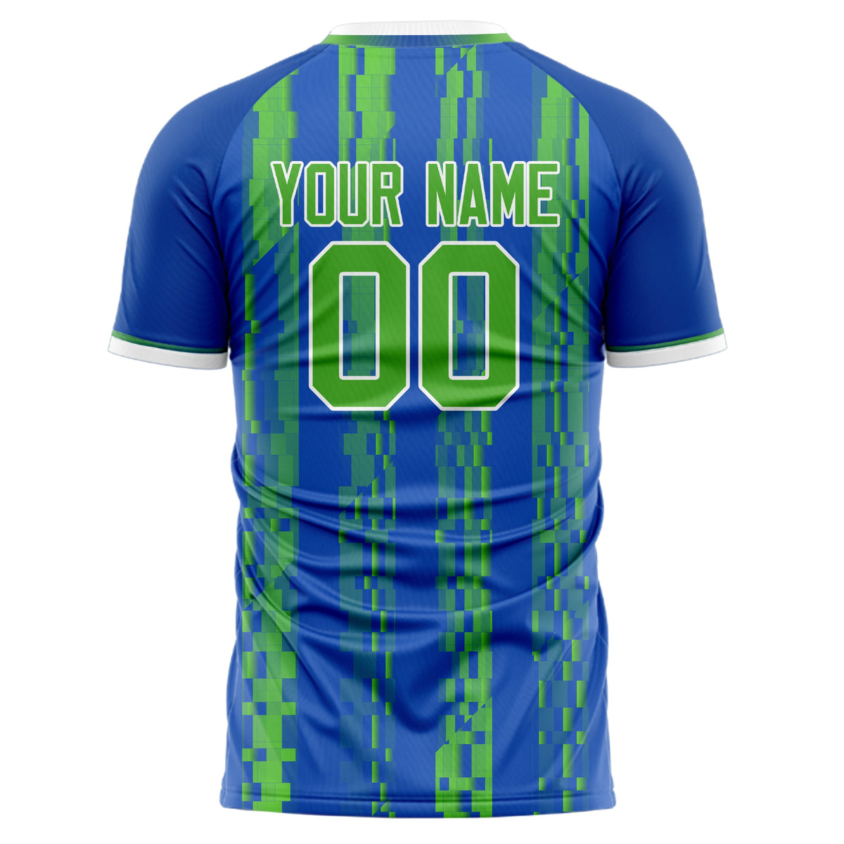 Custom Royal Neon Green Pattern Soccer Jersey